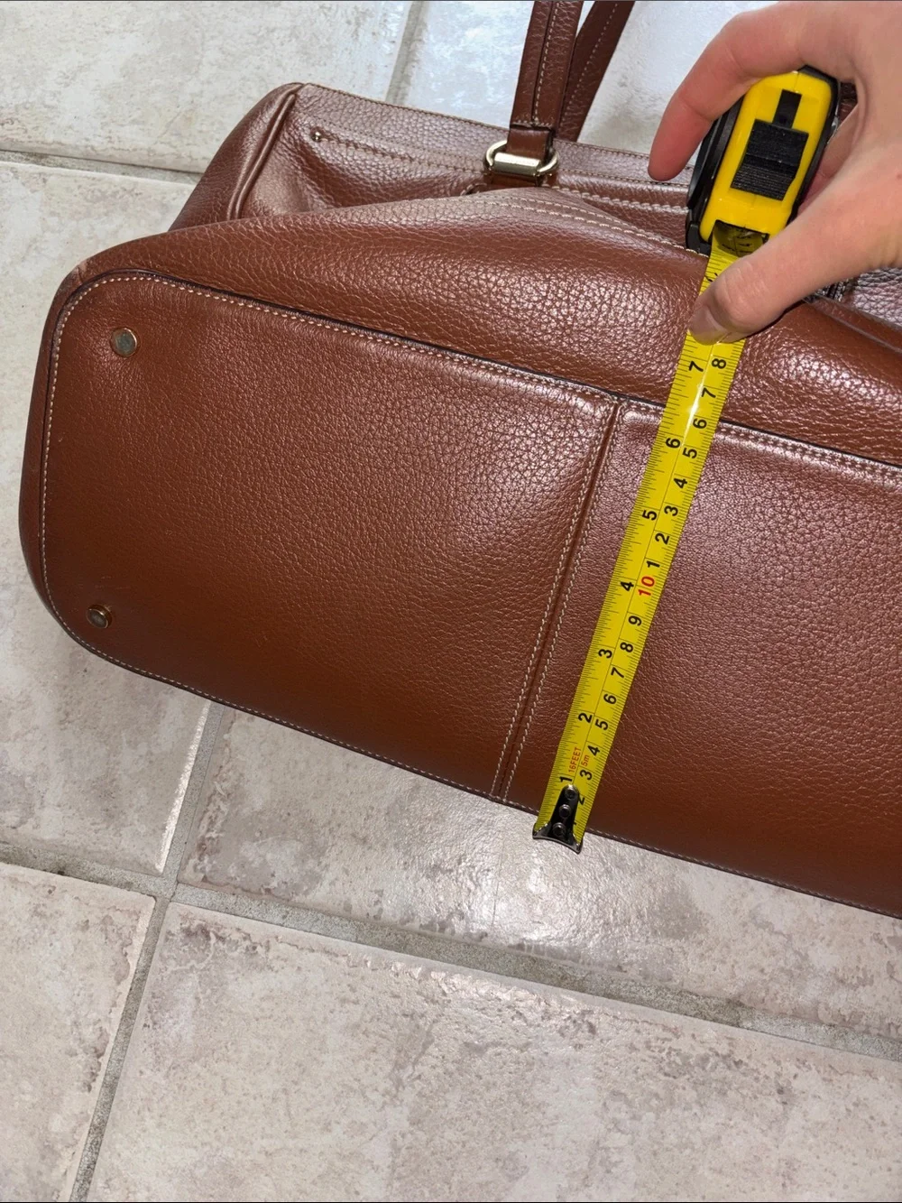Cole Haan Brown Leather Tote Bag with Navy Interior